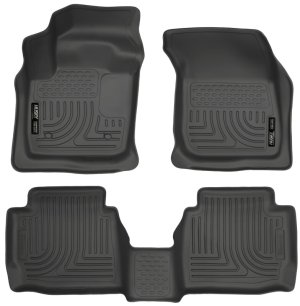 Ford Fusion Floor Liners - Front + Rear - Husky Liners - WeatherBeater Combo - Black - `13-`16